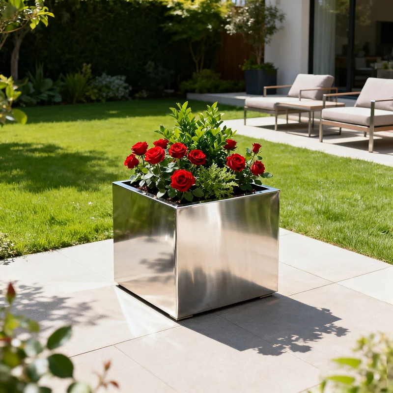 Stainless steel flowerpots for residential areas