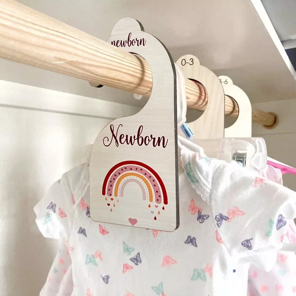 Printable Boho Rainbow Nursery Clothes Organizers Size Newborn Gift ...