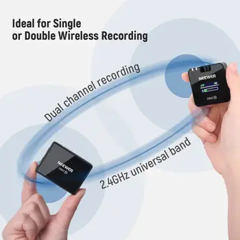 Neewer 2 Pack Wireless Lavalier Microphone With Charging Case Clip on External 2.4G Mini Mic detail image
