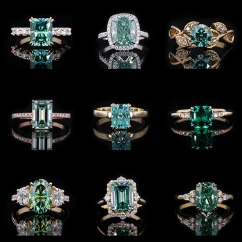 High Quality Luxury Brand Fashion Women Jewelry Custom 18k Gold Green Sapphire Wedding Engagement Ring