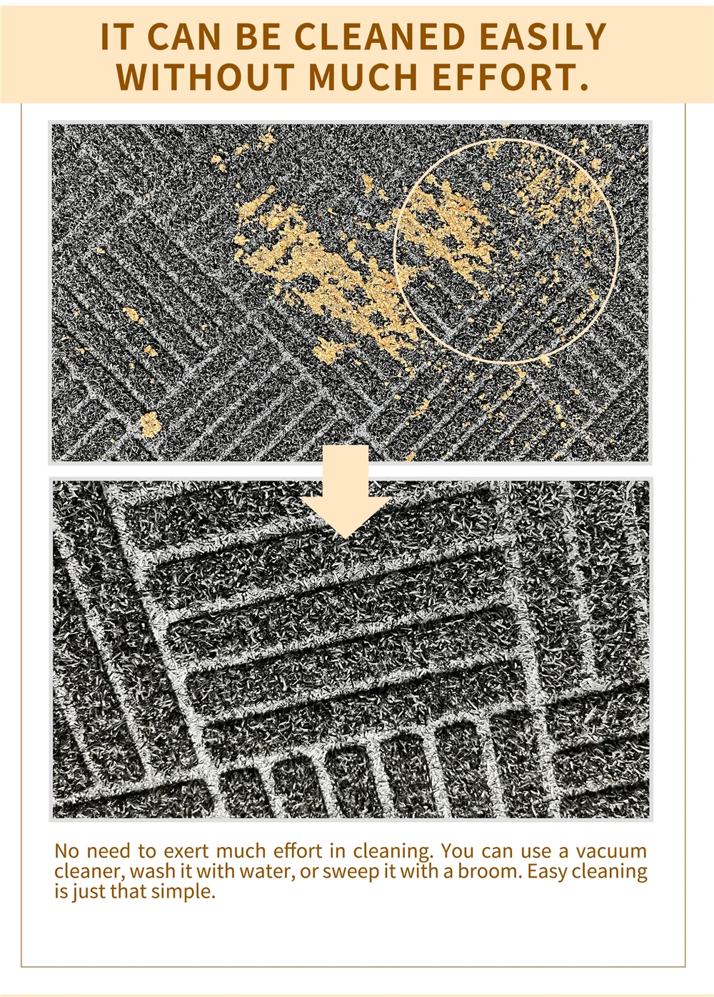 The TPE Rubber Bottom Anti-slip Door Mat with Cut Pile Carpet Surface and Dust-proof Door Mat Entrace Doormat(图5)