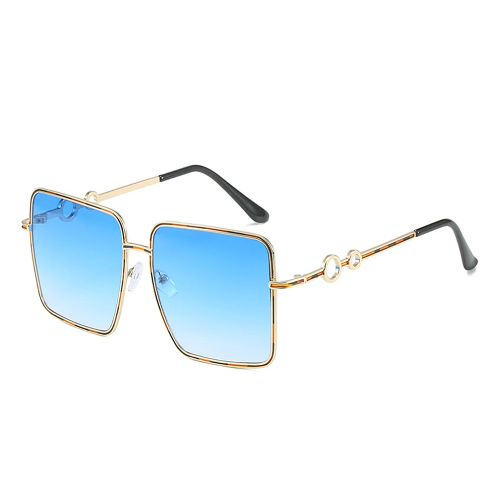 Blue Oversized Square Sunglasses | Luxe Gold Accent Designer Inspired Shades Blue Oversized Square Sunglasses | Luxe Gold Accent Designer  main image 4