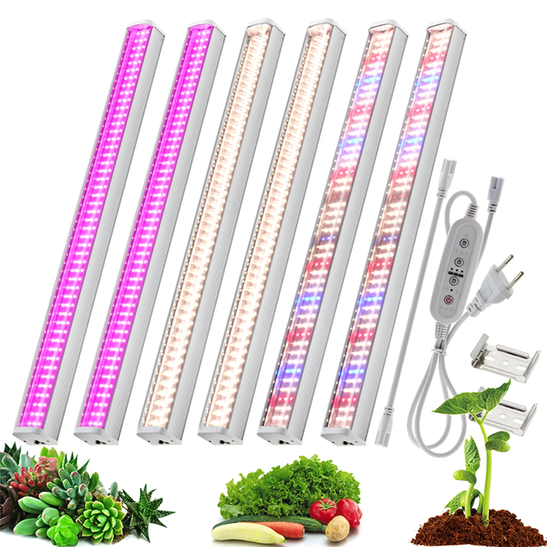 T12 Full Spectrum LED Grow Tube Light 4000K IP65 Waterproof Bar Phyto Lamp Timer for Greenhouse Plants Veg Flowers