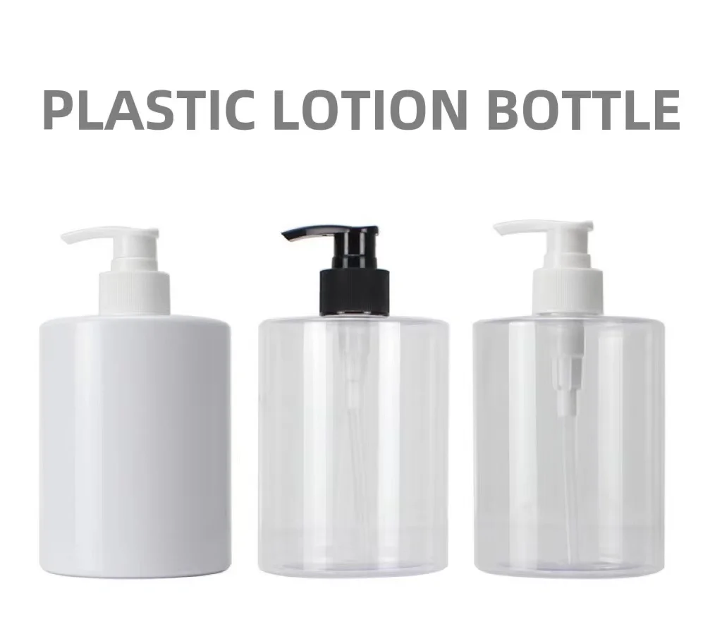 Pet Plastic Flat Shoulder Shampoo Bottle Empty Lotion Pump Body Wash