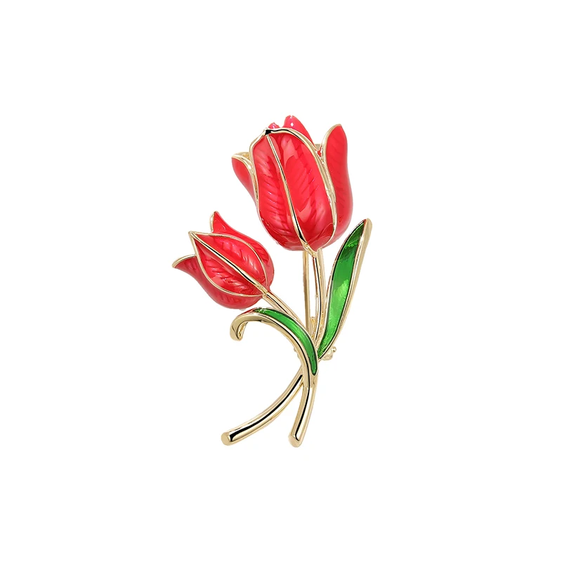 XILIANGFEIZI Wholesale Custom Designed Plant 14k Gold Enamel Tulip