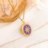 Xl4565 star-shaped photo clip necklace-gold and purple