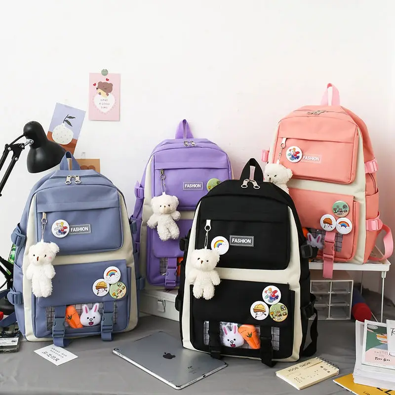 Buy Floral Canvas Backpack Set Girls College Bookbag With Lunch Bag And - View #12