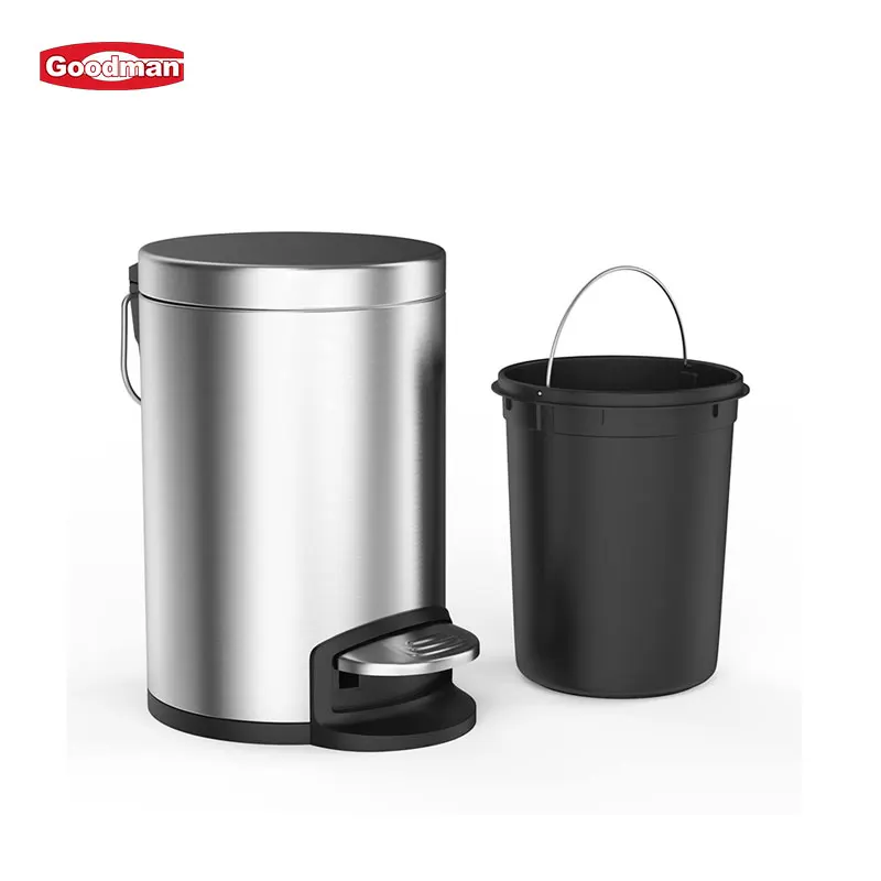 Hot Selling Commercial 3L 5L 12L Home Stainless Steel Trash Can Kitchen Household Metal Dustbin Stainless Steel Pedal Dust Bin factory