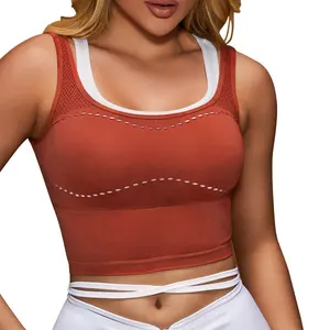 Wholesale Women's Yoga Sports Bra  Breathable Seamless Layered-Look Design Hollow Out Elastic Running Sports Top