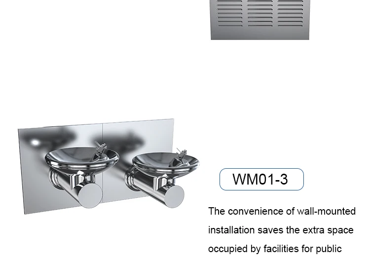 stainless steel double basin wall mounted drinking water fountain for school manufacture