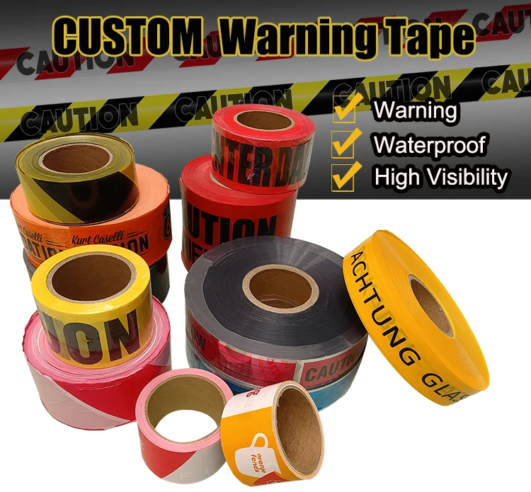 Custom Logo Attention to danger Caution Tape Yellow and Black Striped Non-Adhesive barrier tape with strong tensile force