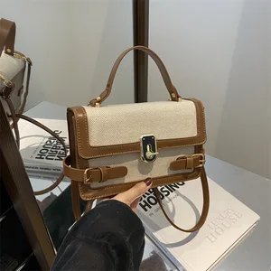 Kalanta Fashionable PU  Messenger Bag Single Zip Closure PVC Lining Portable Single Handle Design Women's Small Square Handbag