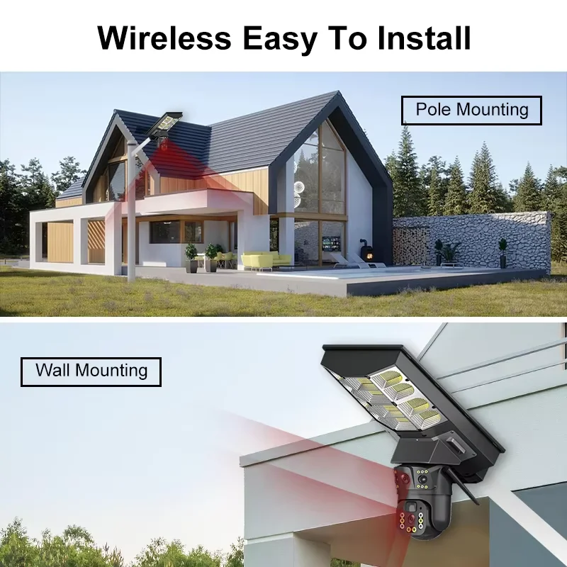 Cloudbirds V380pro Outdoor LED Solar Street Light Wifi Alarm Dual Lens Screen Camera Low Power Consumption Cmos Sensor Cloud