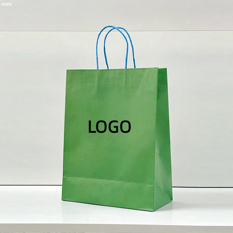 Personalized Green Branded Paper Bag With Your Own Logo Hdpk Saco De