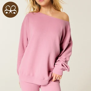 Oversized Off Shoulder Sweatshirt Women 2026 Soft Cotton Blend Pullover Casual