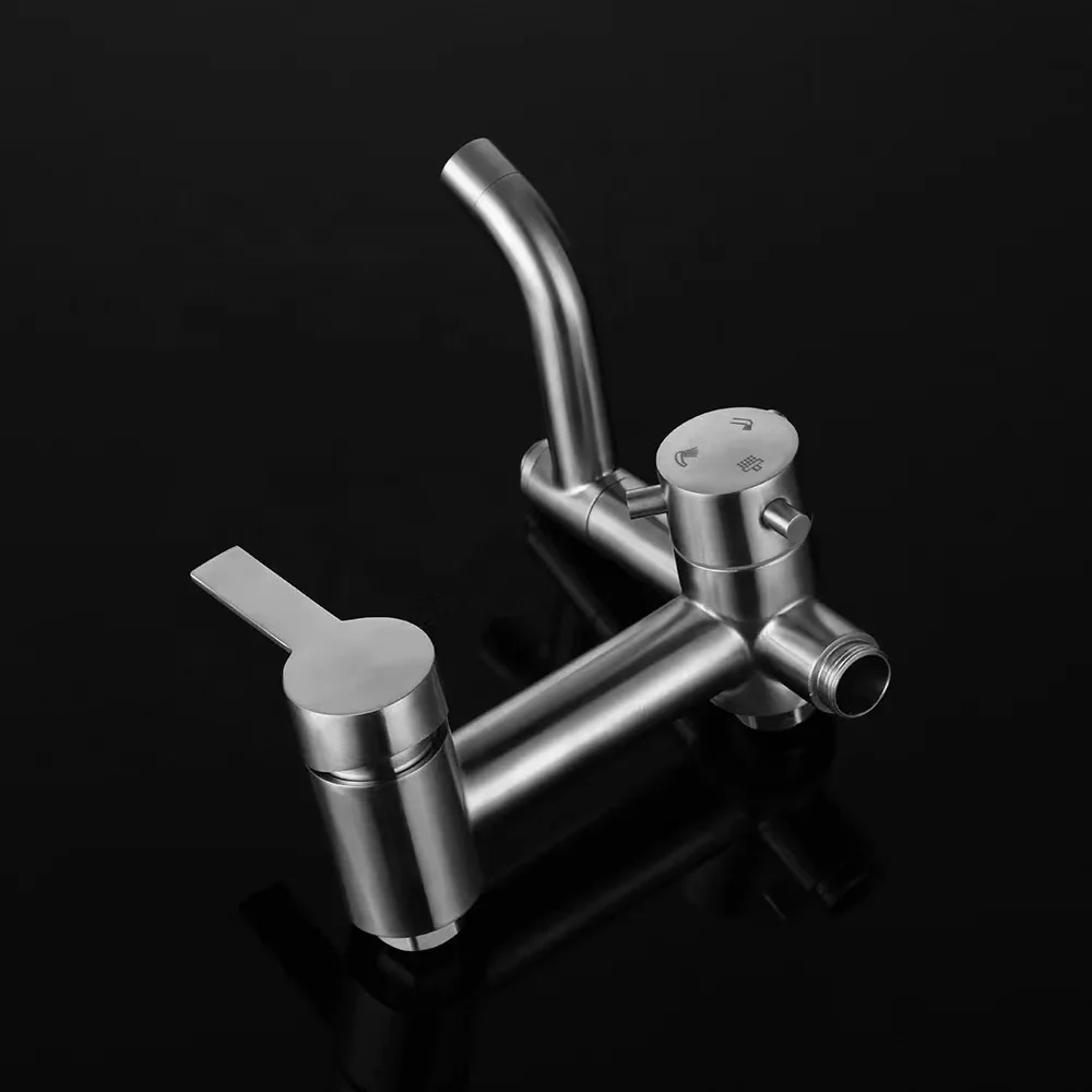 Stainless Steel Wall Mount Shower Sets Bathroom Rainfall Hot And Cold