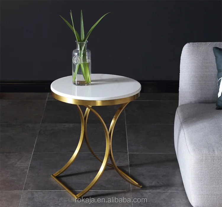 Cheap Stainless Steel Base White Marble Top Coffee Table 30x30