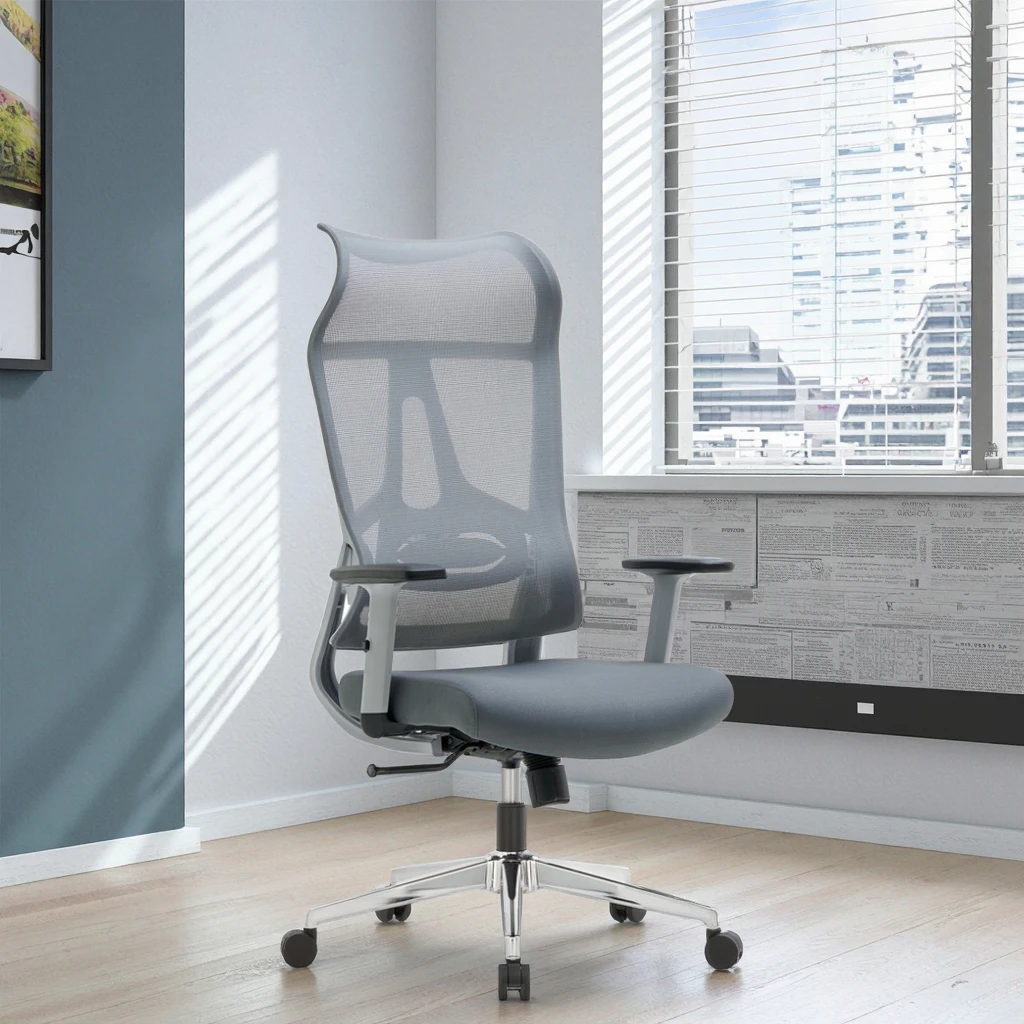Luxury Conference Executive Ergonomic Mesh PU Office Chairs Modern Design Multi-Function Fixed Armrest Synchronous Tilt 5