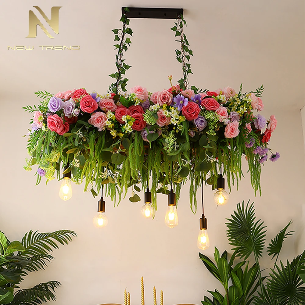 CPL-332 Nature Style Indoor Decoration Inspired Lamp Wedding Restaurant Decoration Plant flowers LED Chandelier Light   