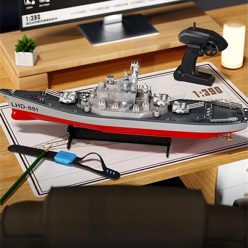 1:390 Scale Electric RC Battleship Toy for Kids & Remote