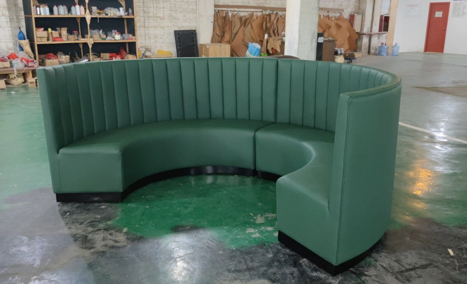 Curved Restaurant Booths Designs Wood Pu Leather U Shape Round Booth ...