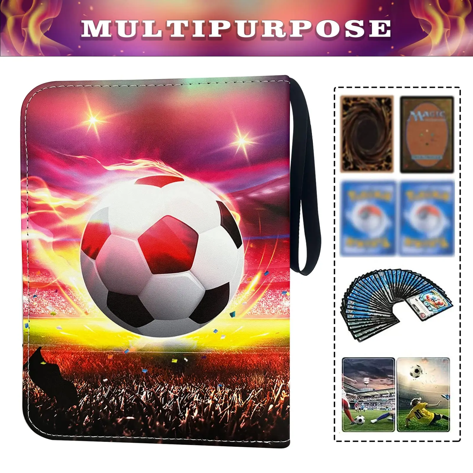 soccer card binder WTVIDAS Card Binder for Trading Cards, 4 Pocket, Waterproof, 400 Cards Toytooth