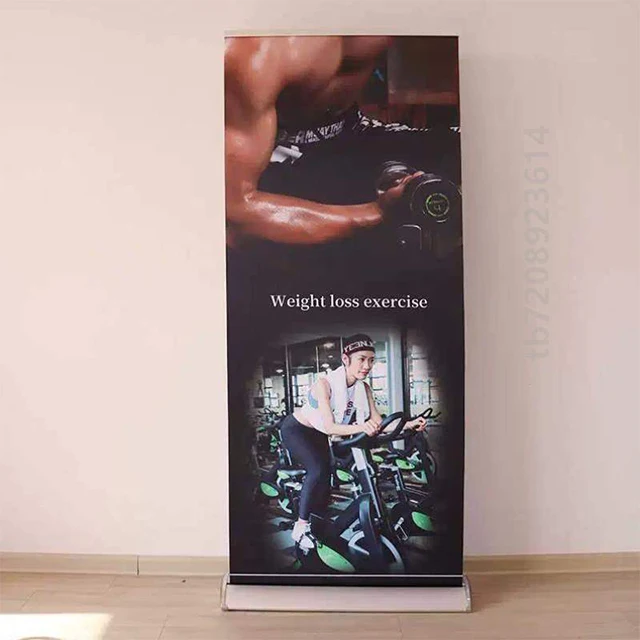 Custom 80x200cm Retractable Aluminum Pole Roller Advertising Trade Show Exhibition Telescopic Roll up Banner Stands Display