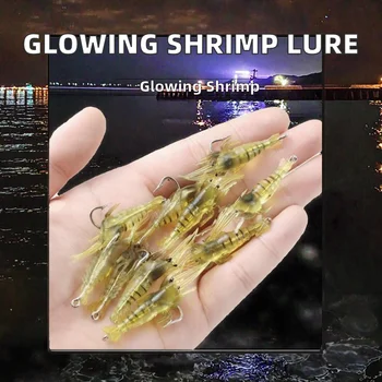Bionic Lure Soft Bait Shrimp 40mm 1.3g Glowing Hook for Saltwater Fish Zander Pike Night Fishing – Soft Lure – view 5
