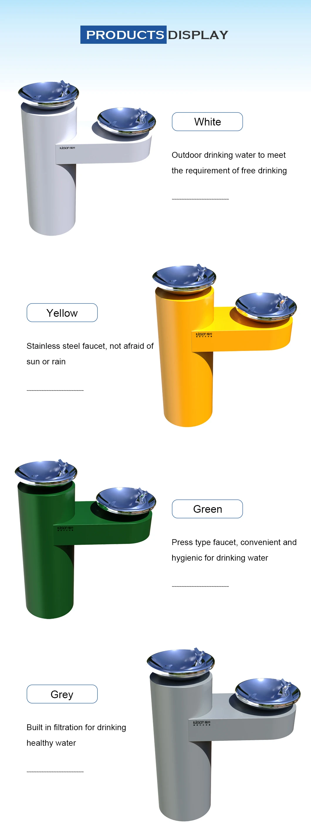 IUISON Factory Supply Outdoor Commercial Direct Drinking Water Upright Drinking Fountain For Park Stadium factory