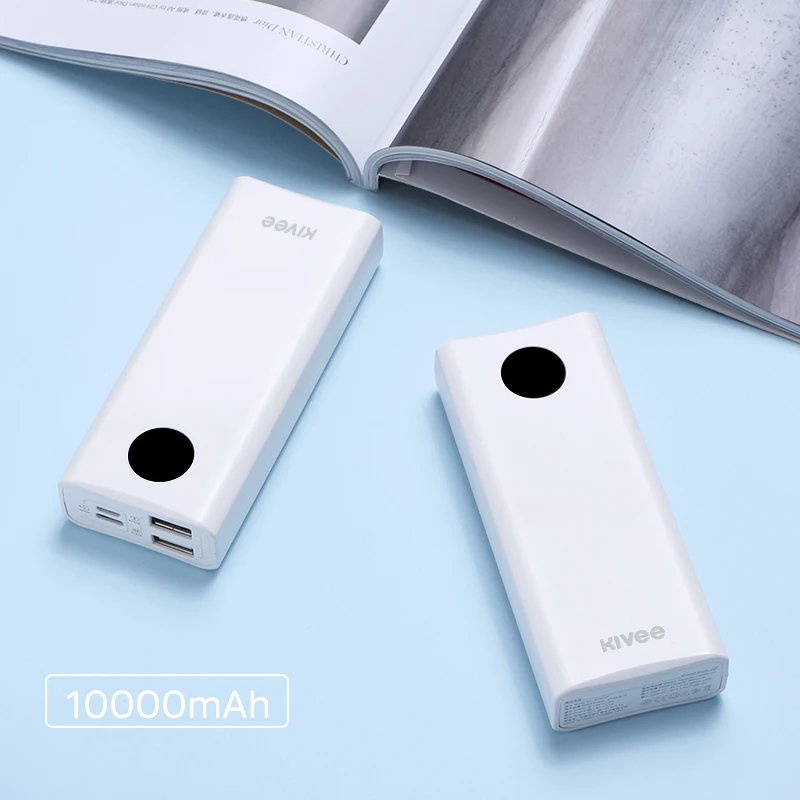 KIVEE INOVA Factory Customized Portable Power Bank for Mobile Phones Slim Power Bank with LED Display 10000mAh 37Wh 4 Ports
