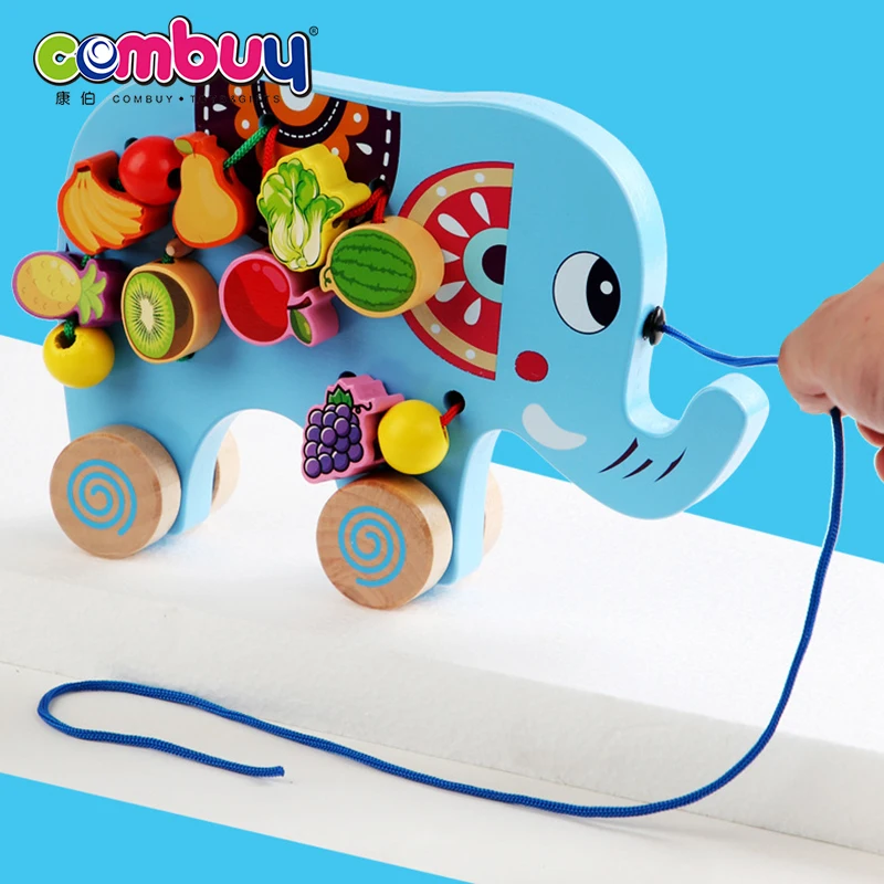 Early Education Balance Beaded Animals Cart Wooden Toys Baby