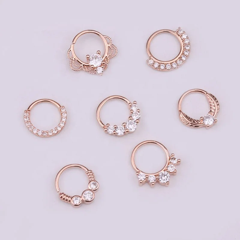 Wholesale Body Piercing Jewelry Manufacturer Cubic Zircon Custom Gold Plated Eyebrow Nose Ear Ring Studs