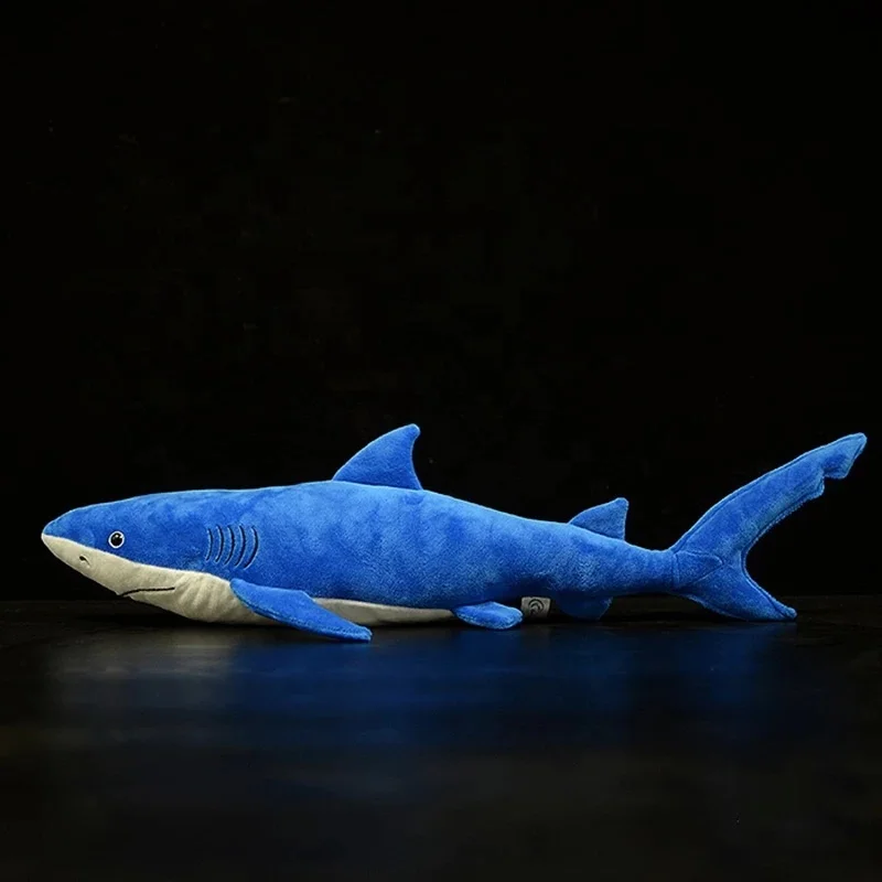 Super Soft Blue Shark Plush Toy Real Life Sea Animals Great Blue Whale ...