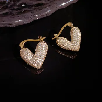 2023 Fashion Dainty Geometric Heart Hoop Earrings Jewelry Micro Pave CZ Cubic Zirconia U Shaped Hoop Earrings For Women