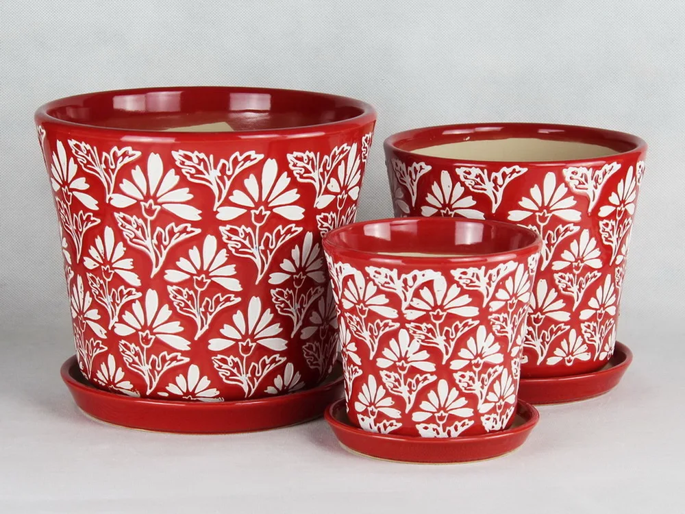 High Quality Ceramic Plant Circular Column Flower Pot for Livingroom Sale