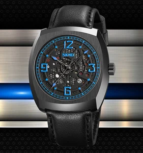 SKMEI 9336 Men's Smart Quartz Watch Water Resistant Leather Band Luxury Fashion Business Sport Heart Rate Monitor New Pointer