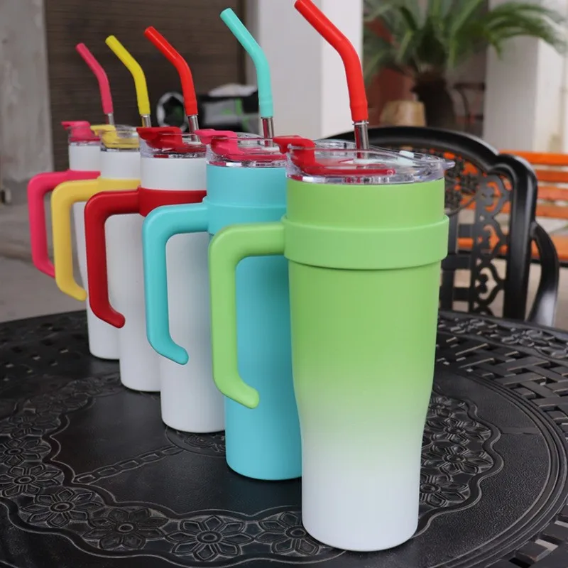 Bzyoo SIP Gobelet En Plastique à Double Paroi 710 Ml Avec Couvercle Et Paille - Vert Nacré