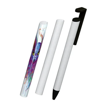 Ready to ship wholesale white metal sublimation blank ballpoint pens with shrink wrap for sublimation printing