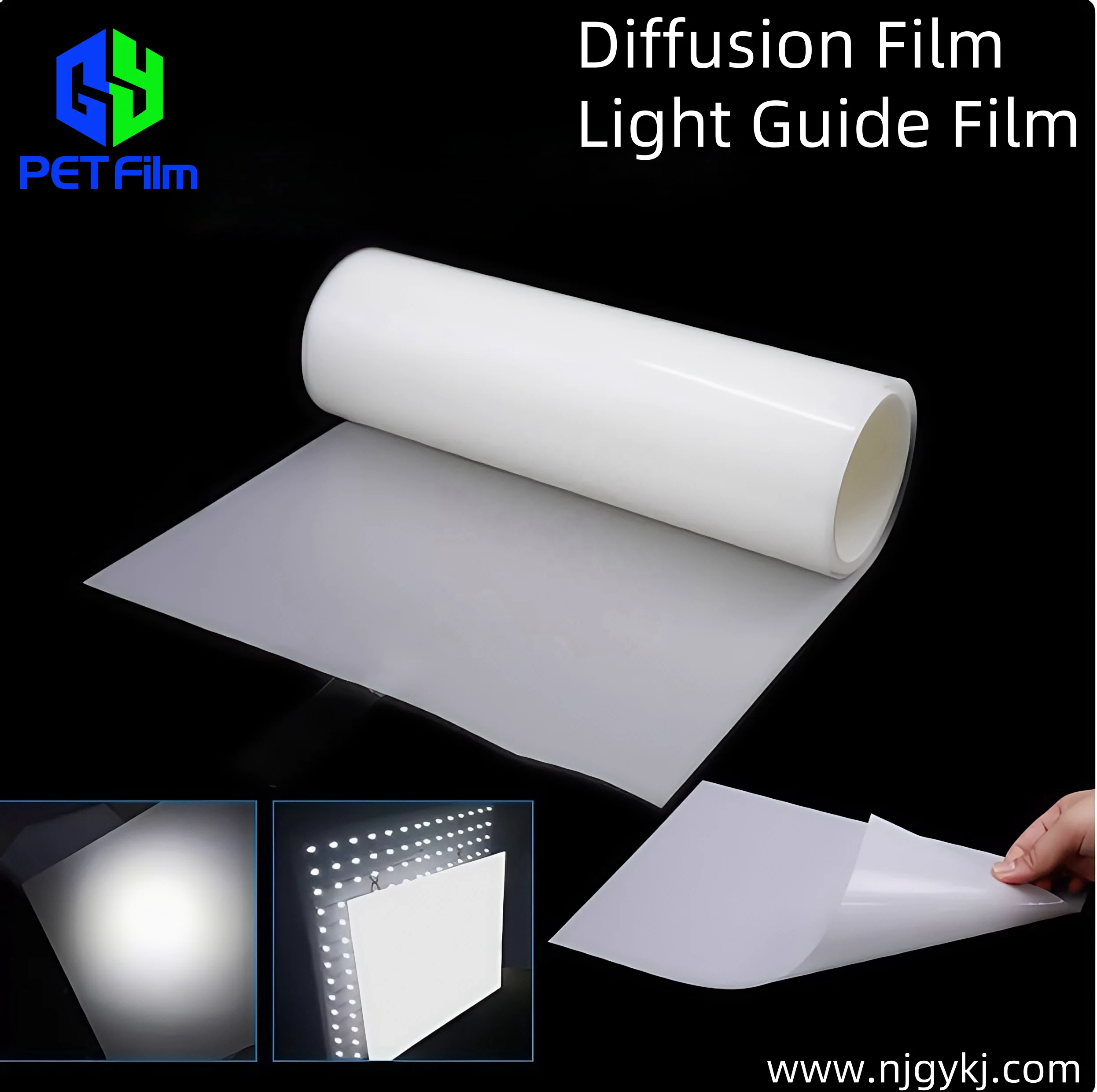 GY Manufacturer Custom PET Light Guide Plate Led Diffusion Film for LCD Lighting TV Diffuser Film for Led Panel