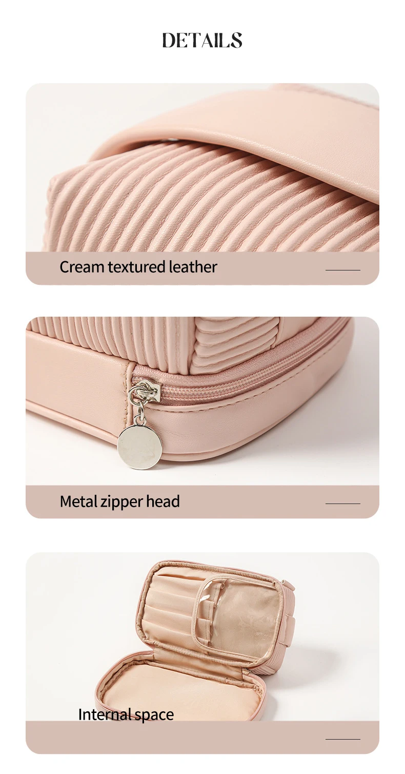 Custom Wholesale Double Layer PU Luxury High-End Travel Makeup Case Organizer Cosmetic Bags For Women