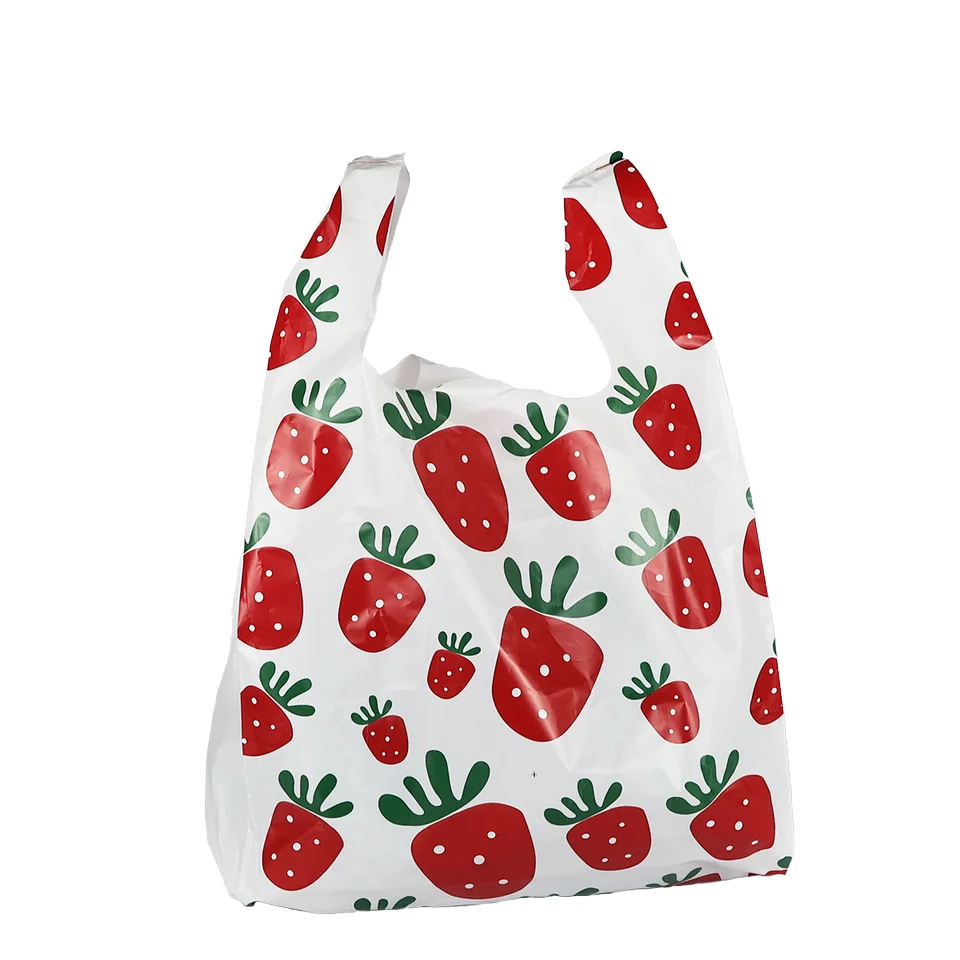 Hot Selling Customizable T-shirt Tote Large Plastic Bag with Handle for Restaurant Supermarket Shopping Industrial Shipping Use