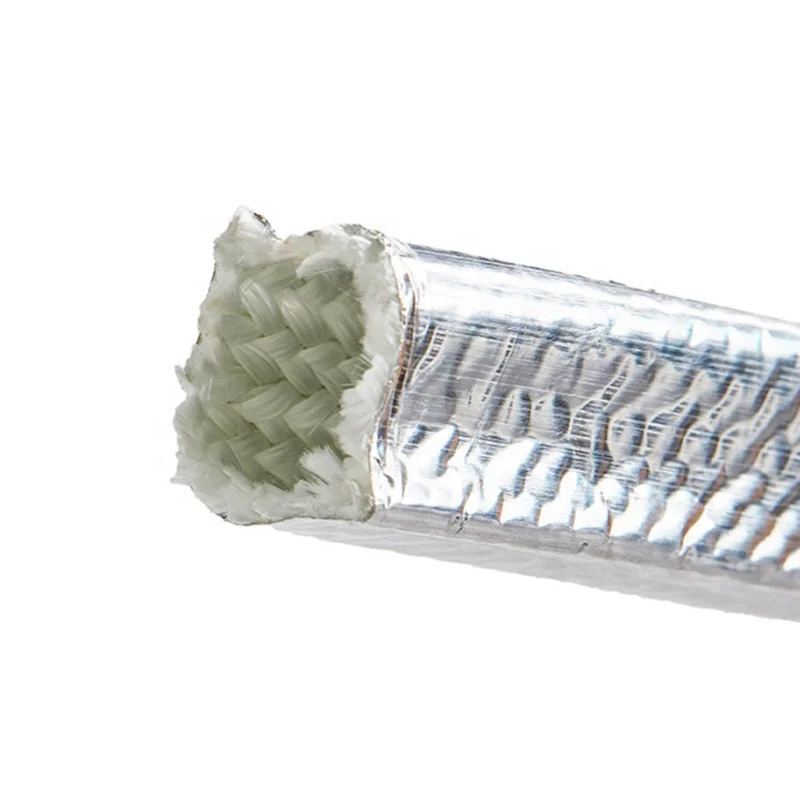 Insulated Electrical Wire Heat Reflecting Aluminum Foil Coated Fiberglass Sleeve Aluminum Cable