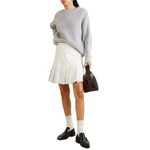 Clothing Manufacturer Custom Spring Summer White High Waist Elegant Casual Cotton Women Pleated Mini Skirts