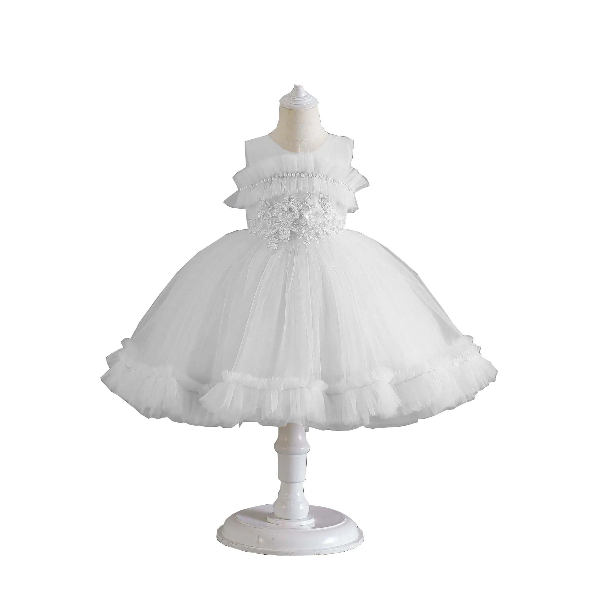 AX118 Kids Wedding Gown Cotton Frock Designs for Formal Parties
