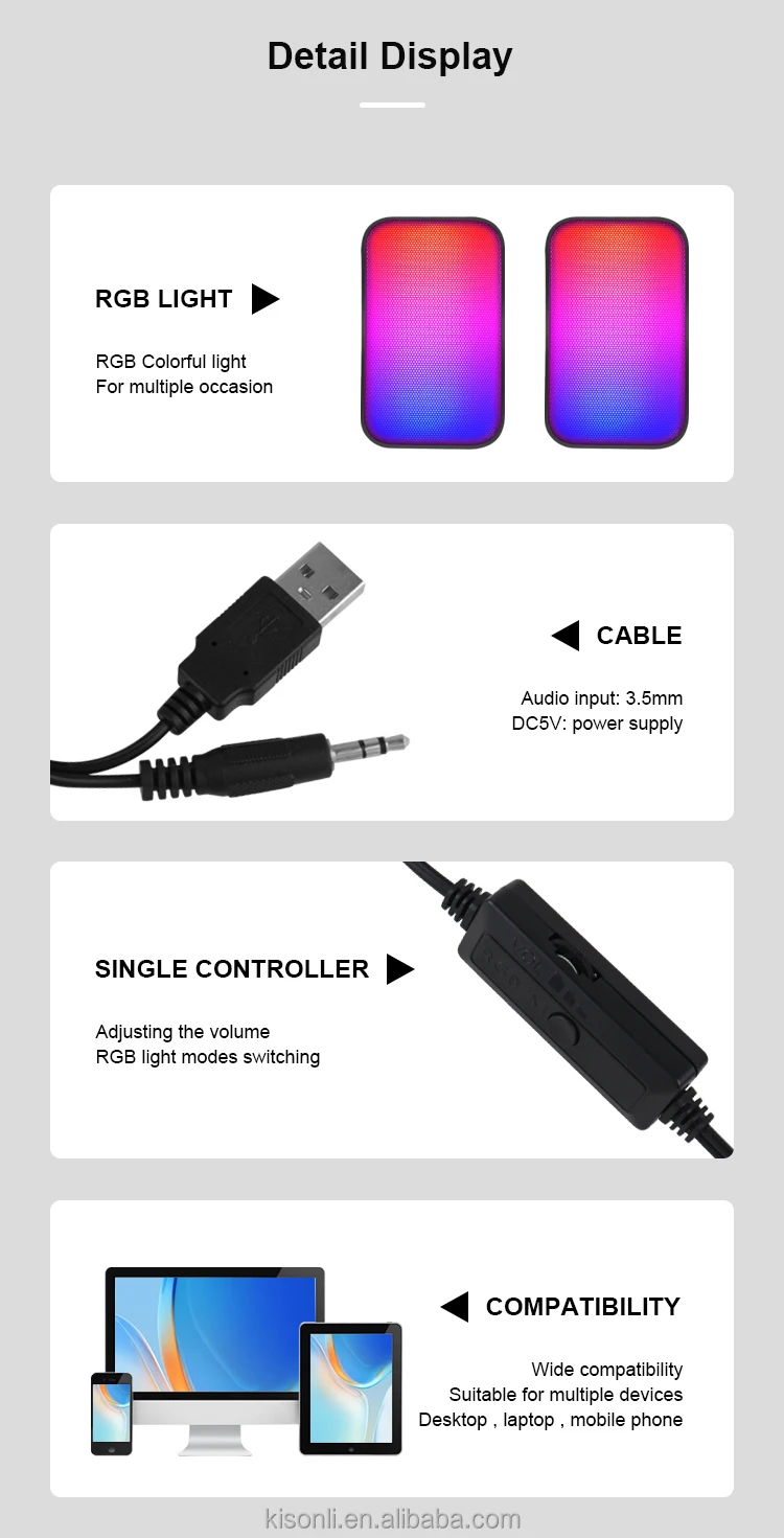 Kisonli X17 Usb 2.0 Speaker Portable with Light