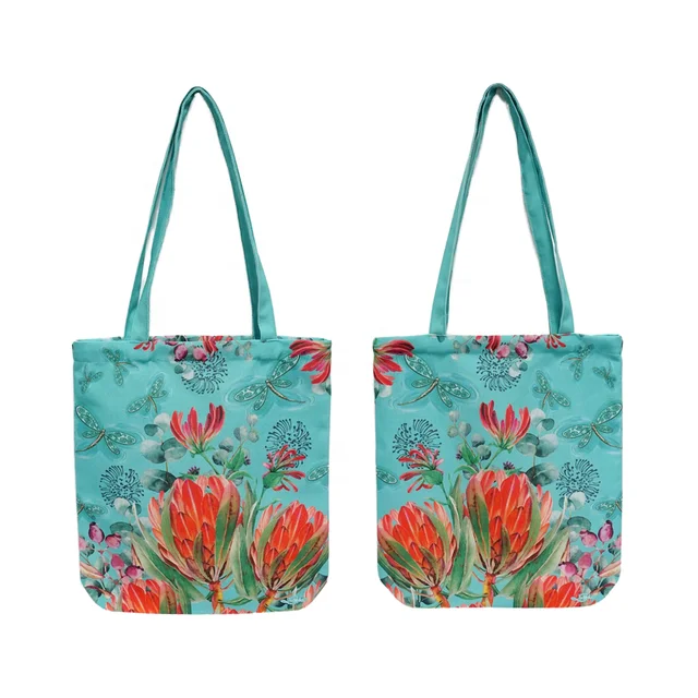 Wholesale High Quality High-Capacity Green Dragonfly Design Portable Polyester Promotional Tote Bags