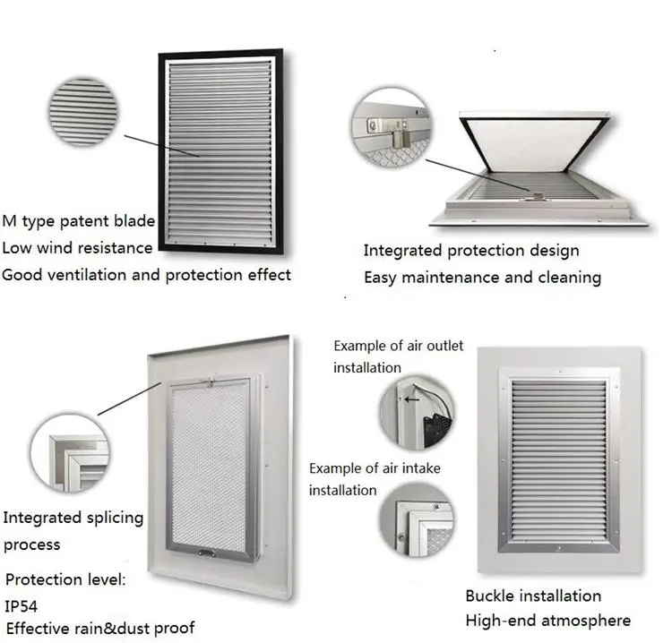 Louver Air Filter Enclosure Fan Filter Ip54 Size 152*152 Louver Air