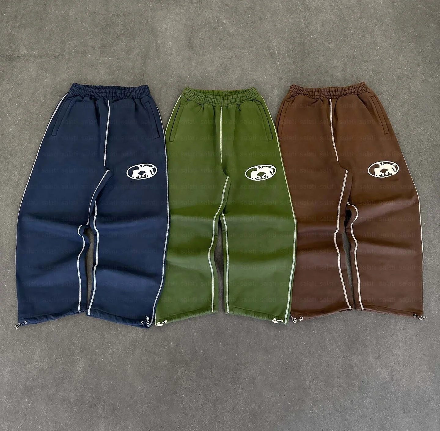 Salati Manufacturer Custom Print 220 GSM Stitching Wide Leg Oversized Loose Baggy Jogger Tracksuit Sweat Pant Sweatpants for Men gallery 2