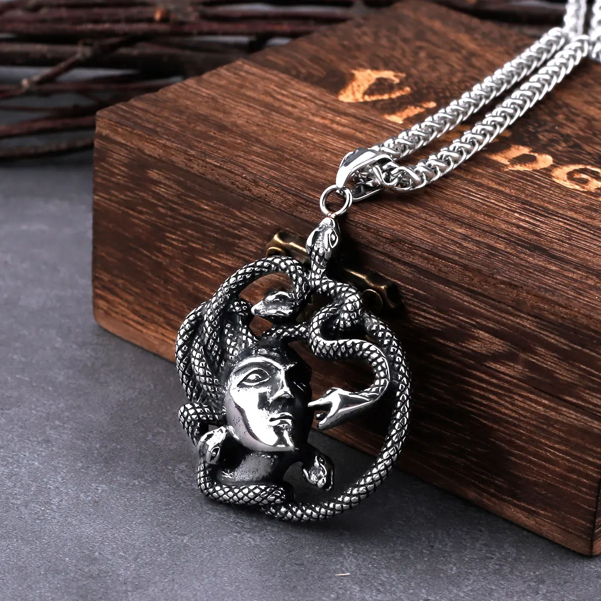 Gothic Medusa Snake Head Pendant Necklace Men And Women Stainless Steel ...