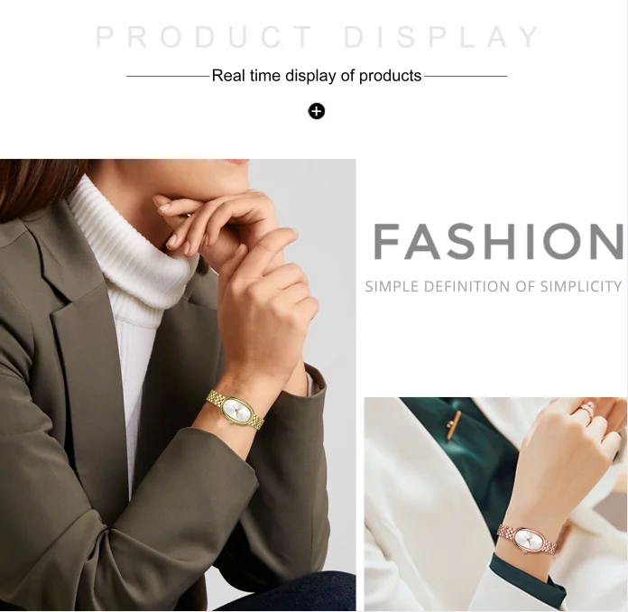 Custom Logo OEM Watch Oval Shape Steel Band Japan Movement Ladies Watches with Bracelets Gold Watch Woman Bracelet Quartz